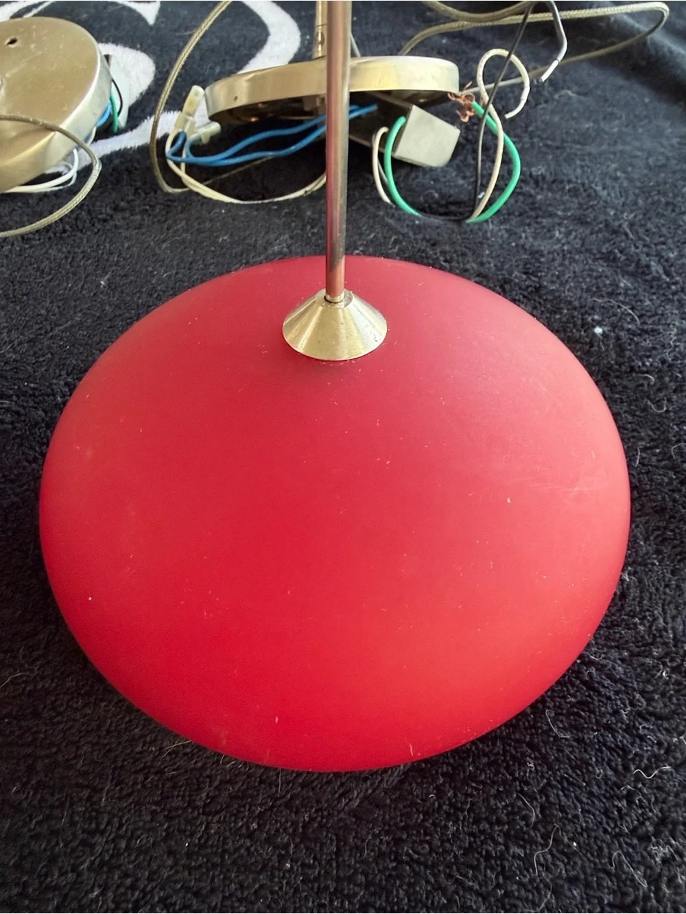 Set of 3 Red Glass Pendant Lights